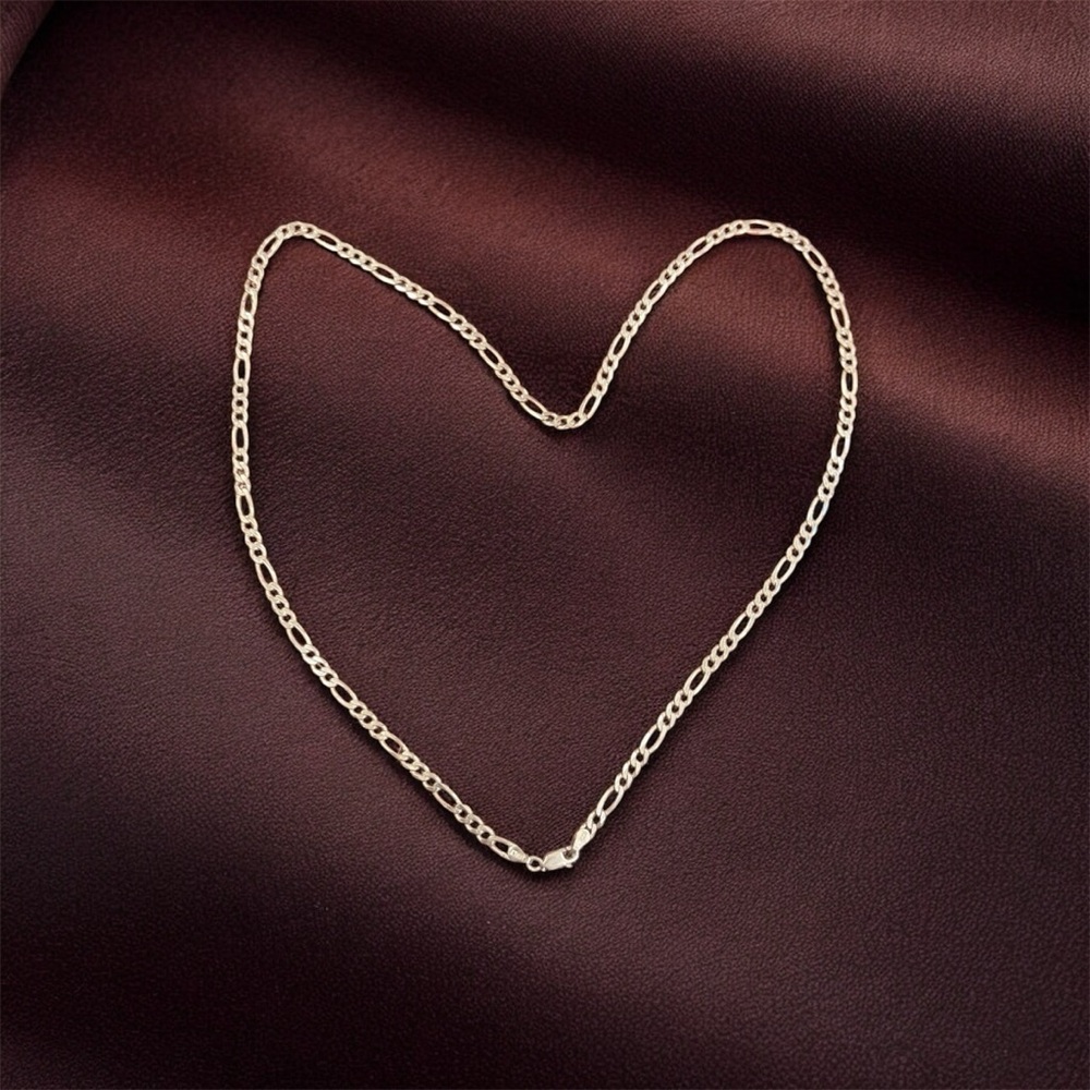 Sterling Silver SU ITALY FIGARO 24" Chain 4mm 925